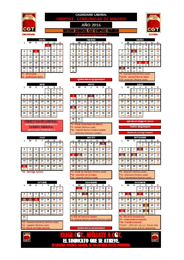 CALENDARIO LABORAL COMUNIDAD DE MADRID 2016 (1)