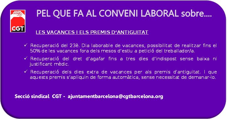 Propostes de conveni: vacances i premis d’antiguitat